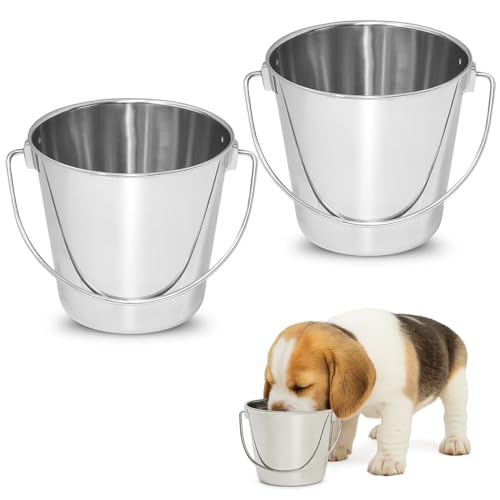 AASPIRE PETS 1qt stainless steel bucket front view for durable small-pet water feeding