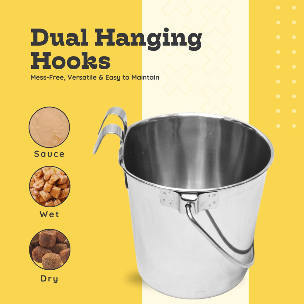 AASPIRE PETS dual-hooks keep bucket securely attached to crate walls.