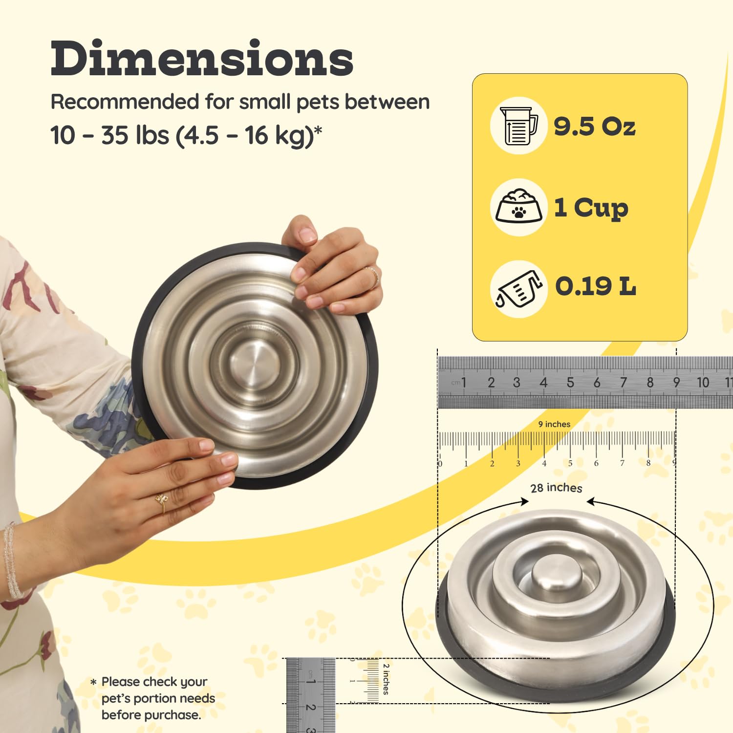 AASPIRE PETS stainless steel dish offers durable, rust-resistant feeding surface.