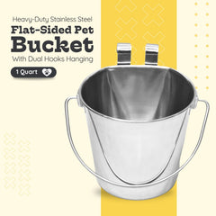 Aaspire Pets stainless steel bucket close-up shows rust-resistant surface and durable finish.