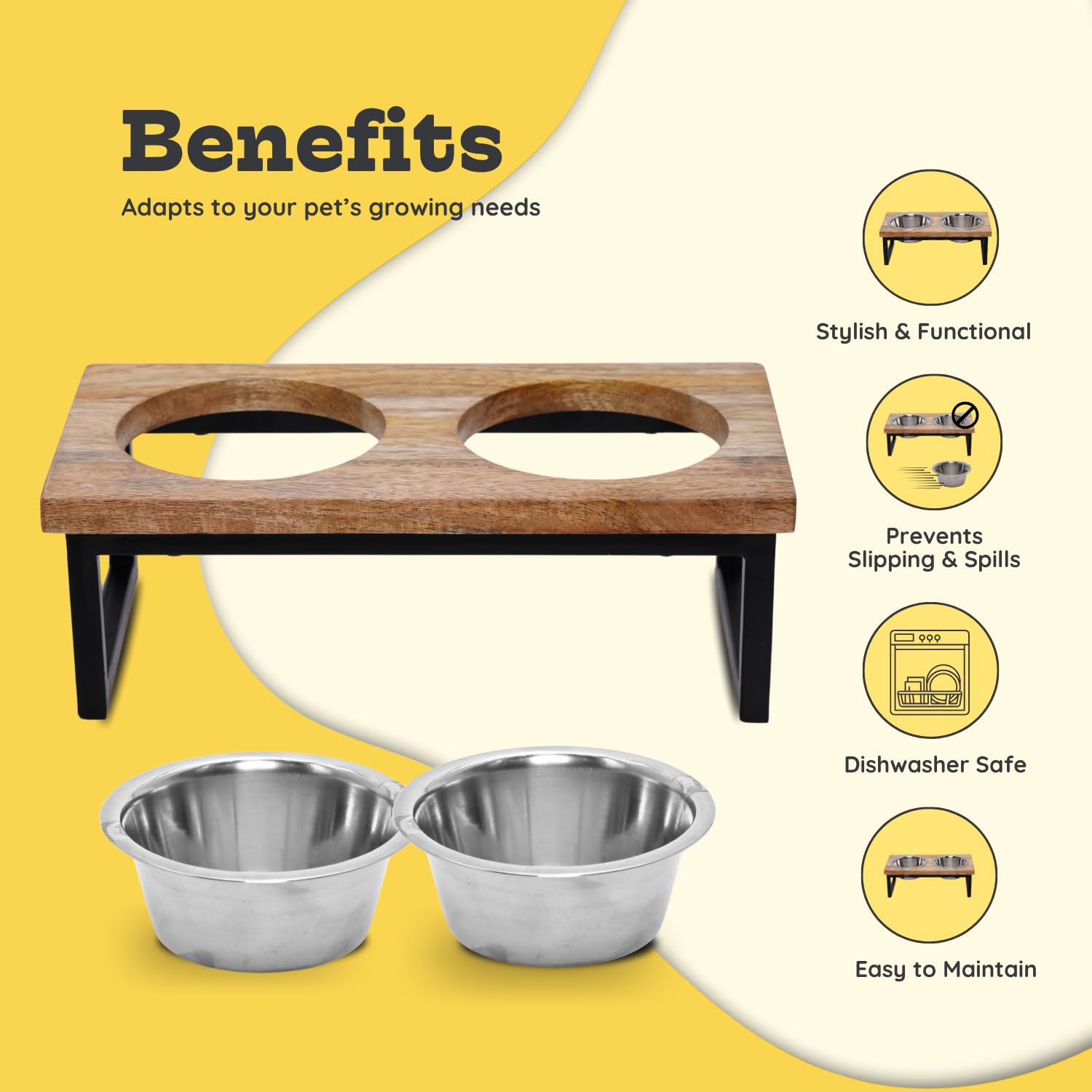 AASPIRE PETS nonslip base keeps bowls steady for mess-free feasting.