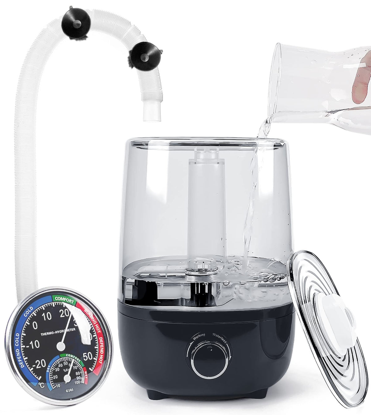 AUAAQ top-fill reptile fogger-tank image highlights easy refilling for terrarium misting