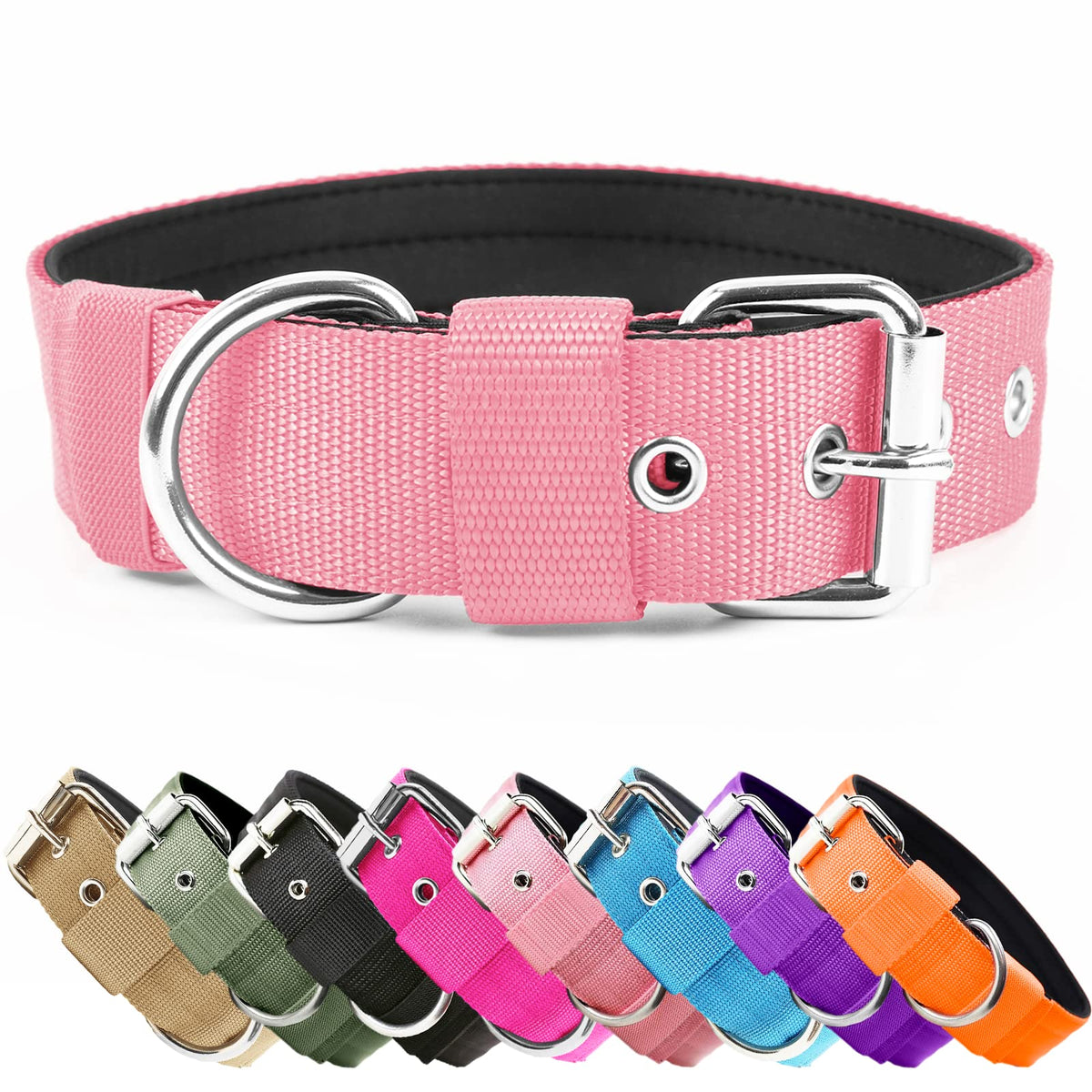 AaufiLux Heavy Duty Tactical Dog Collar main view shows durable nylon and padded comfort.