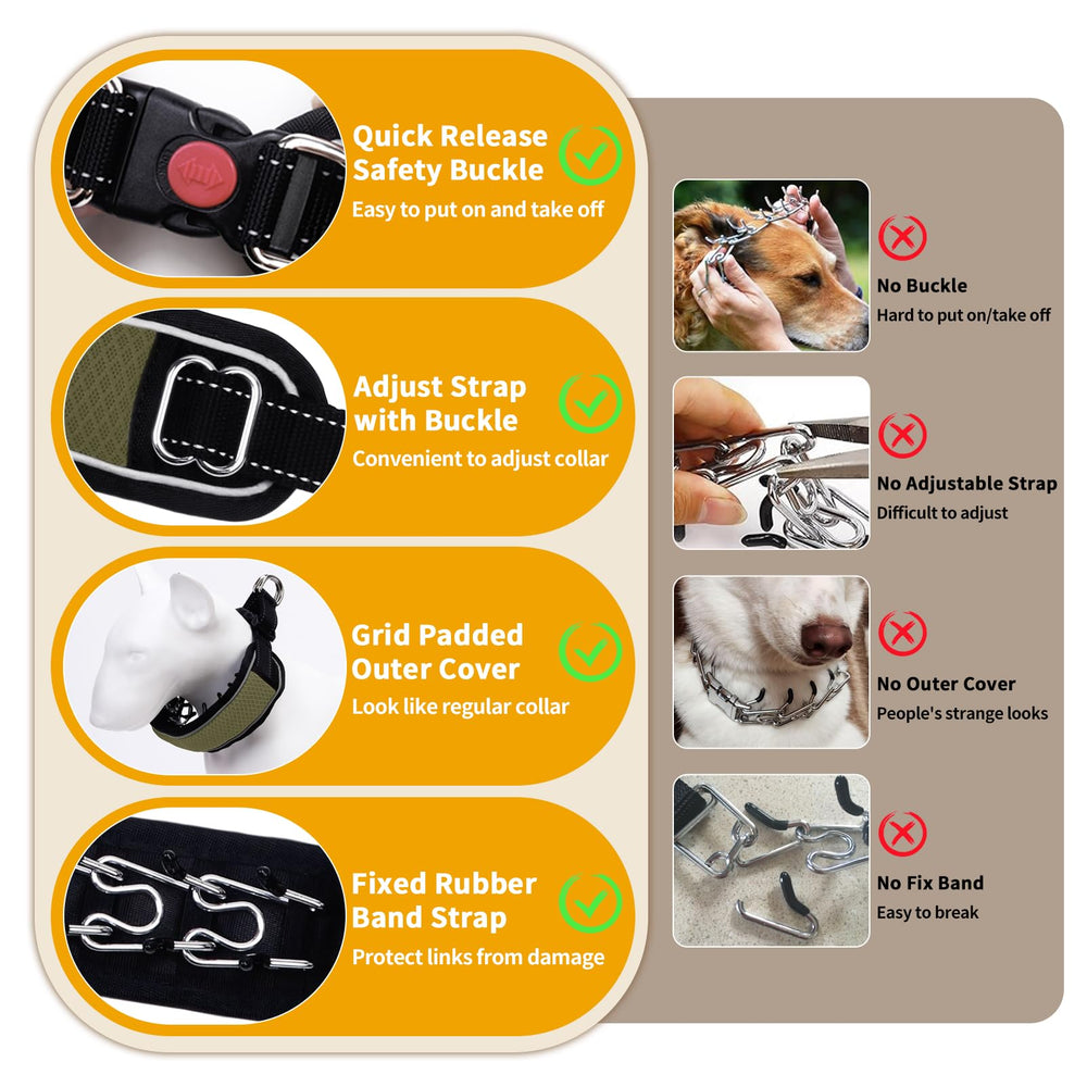 AaufiLux adjustable martingale collar shows neck-measure guide for perfect fit.