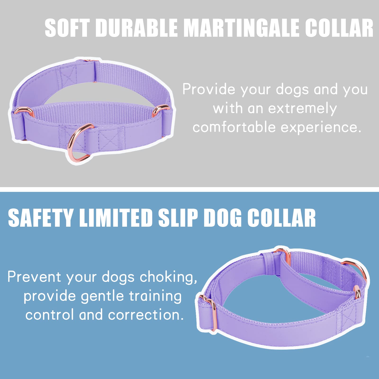AaufiLux Martingale collar rose-gold D-rings close-up for durable style.