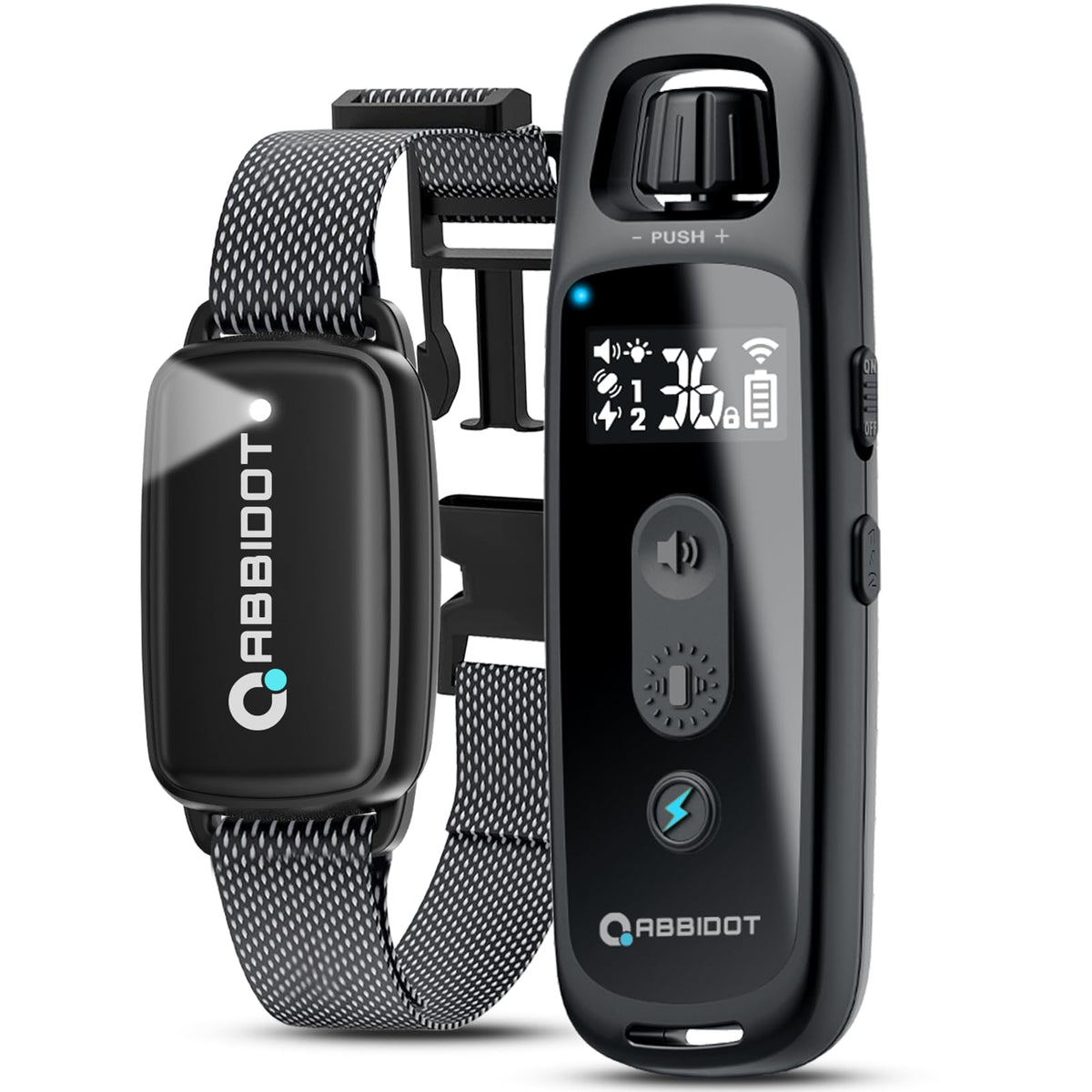 ABBIDOT dog shock collar remote enables precise training control during outdoor sessions.
