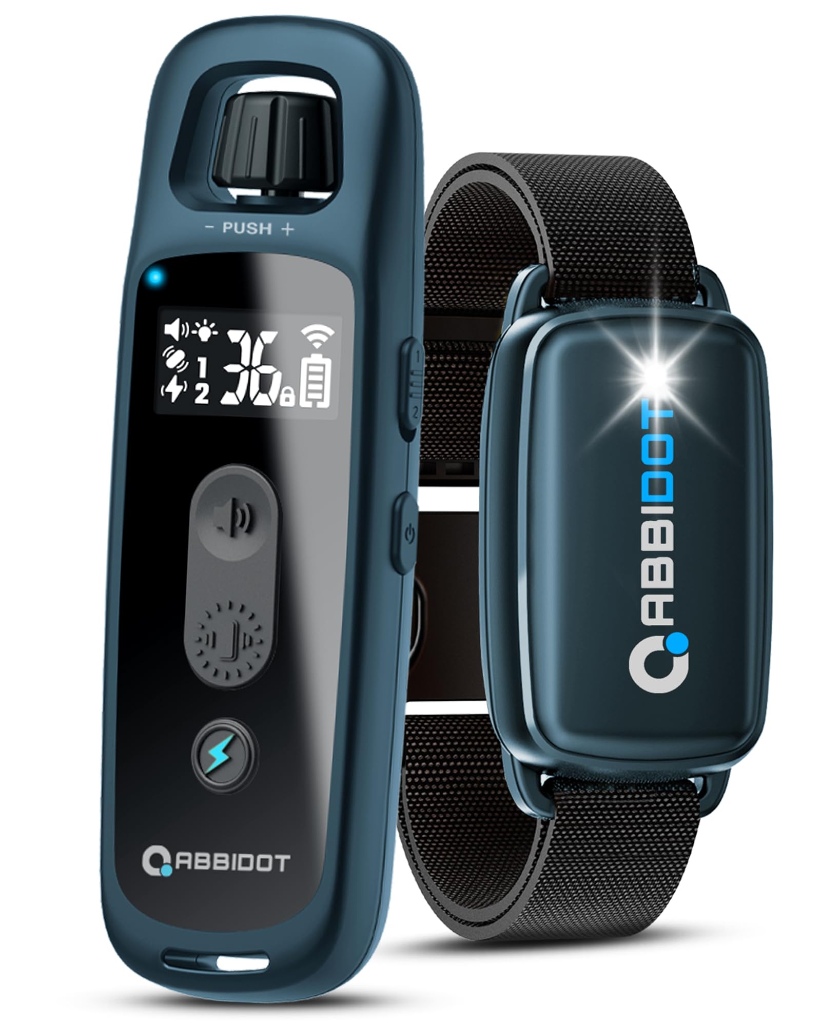 ABBIDOT dog shock collar remote enables long-range training up to 3,300 ft.