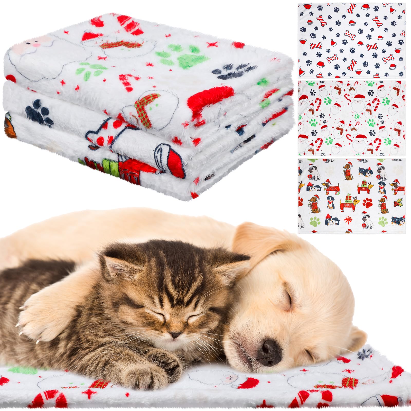 Abbylike Christmas dogs blanket pack closeup shows cozy flannel warmth for pets