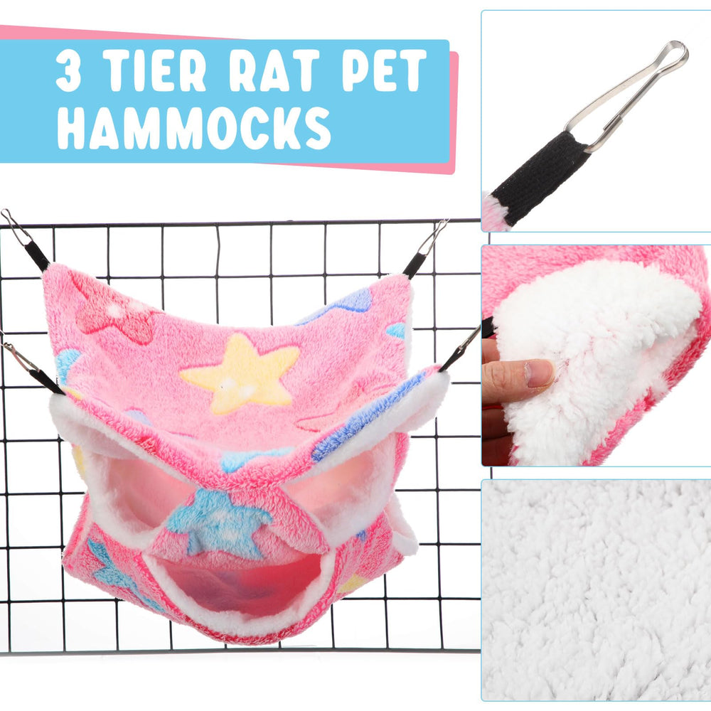 Abbylike 3-tier rat hammock closeup shows plush coral velvet comfort
