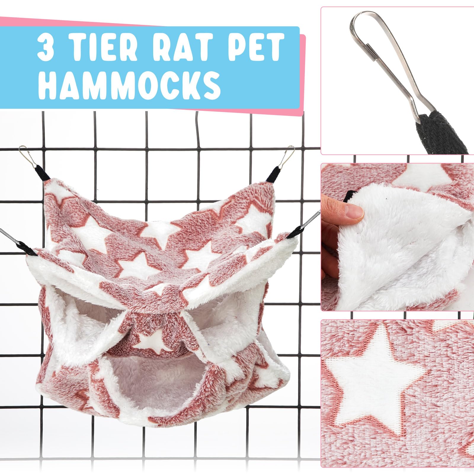 Abbylike 3-tier rat hammock in grey offers safe, breathable resting space