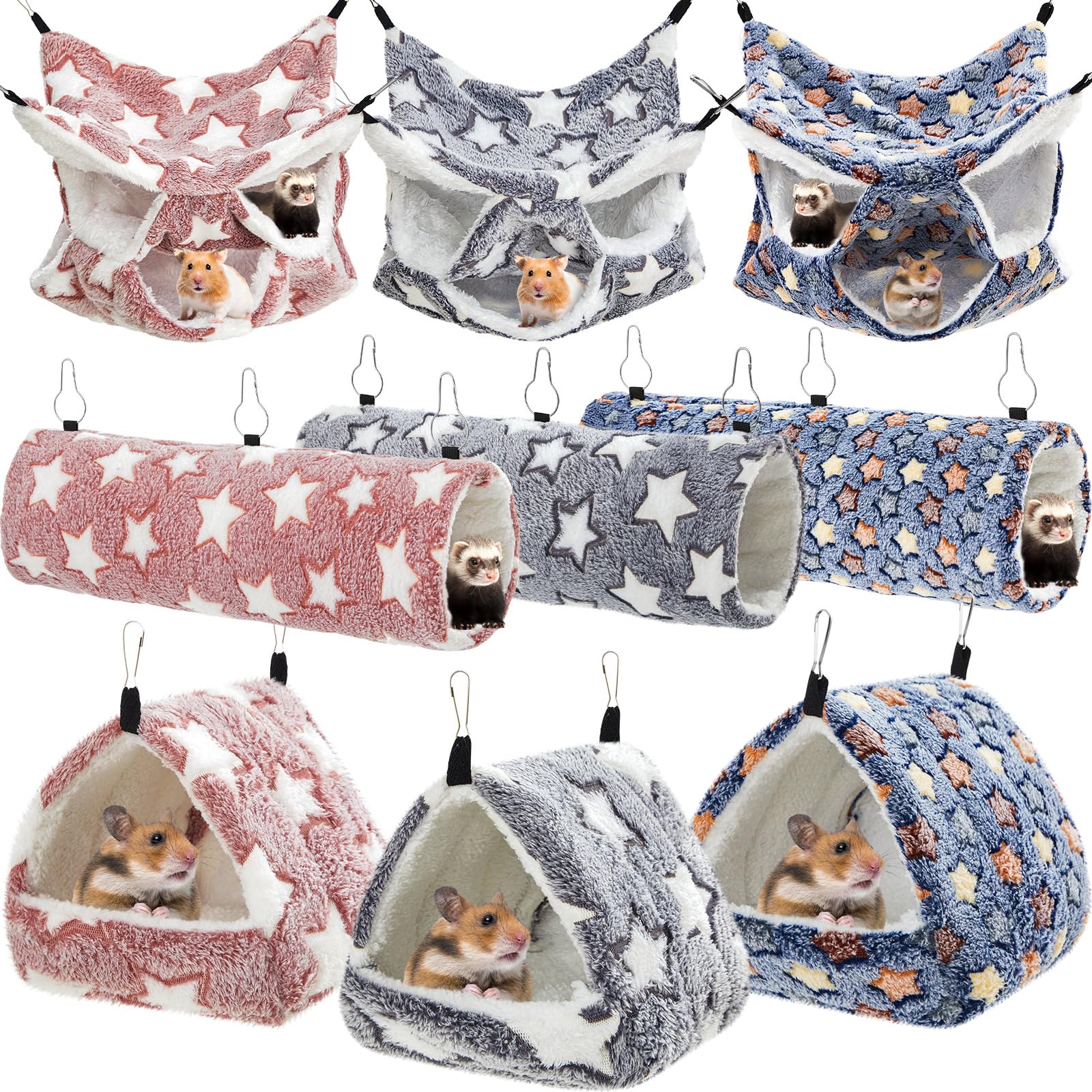 Abbylike 3-tier rat hammock in navy for cozy hideaway and multi-level play