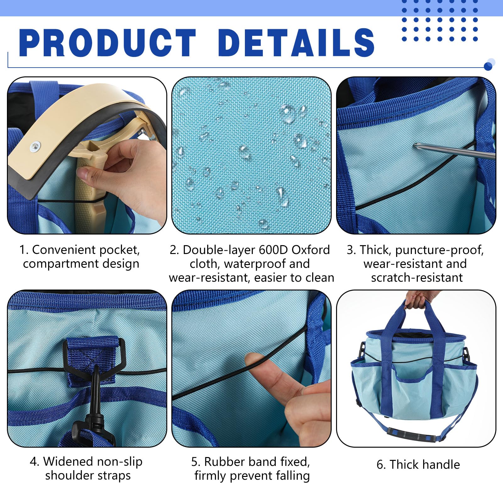 Abbylike blue grooming kit in use keeps essentials within reach on the go.