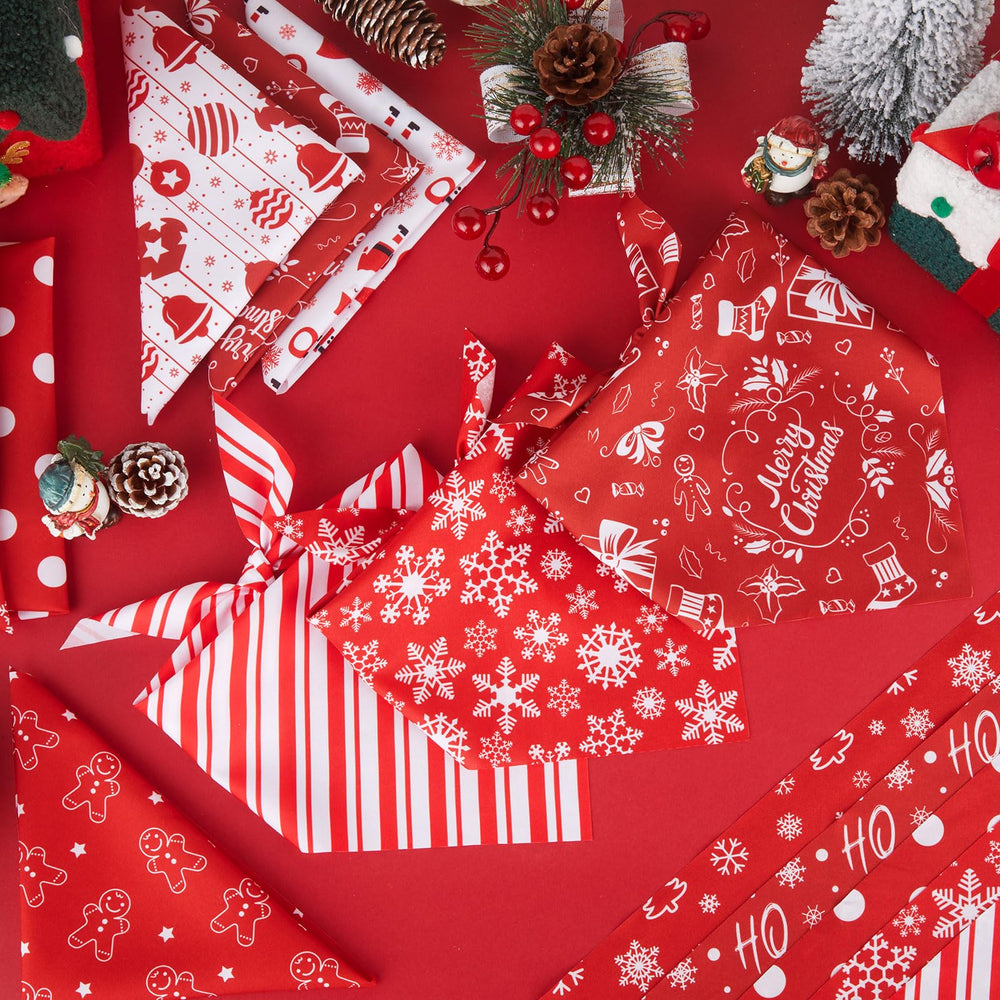 Abbylike Christmas bandana solid red and white for versatile styling