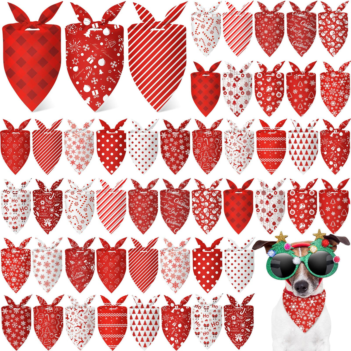 Abbylike Christmas dog bandana Santa pattern for festive photo props