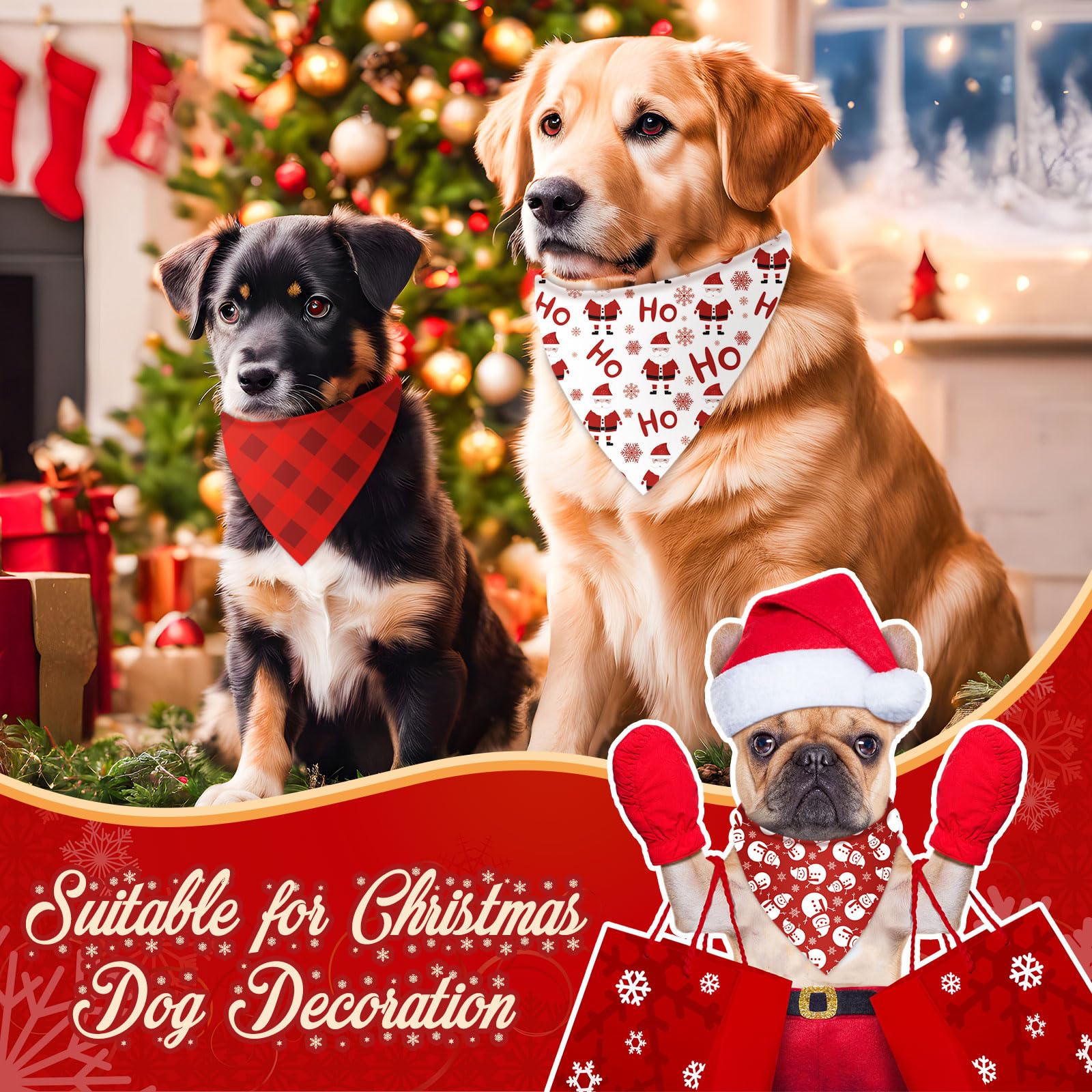 Abbylike Christmas dog bandana tree pattern for holiday looks