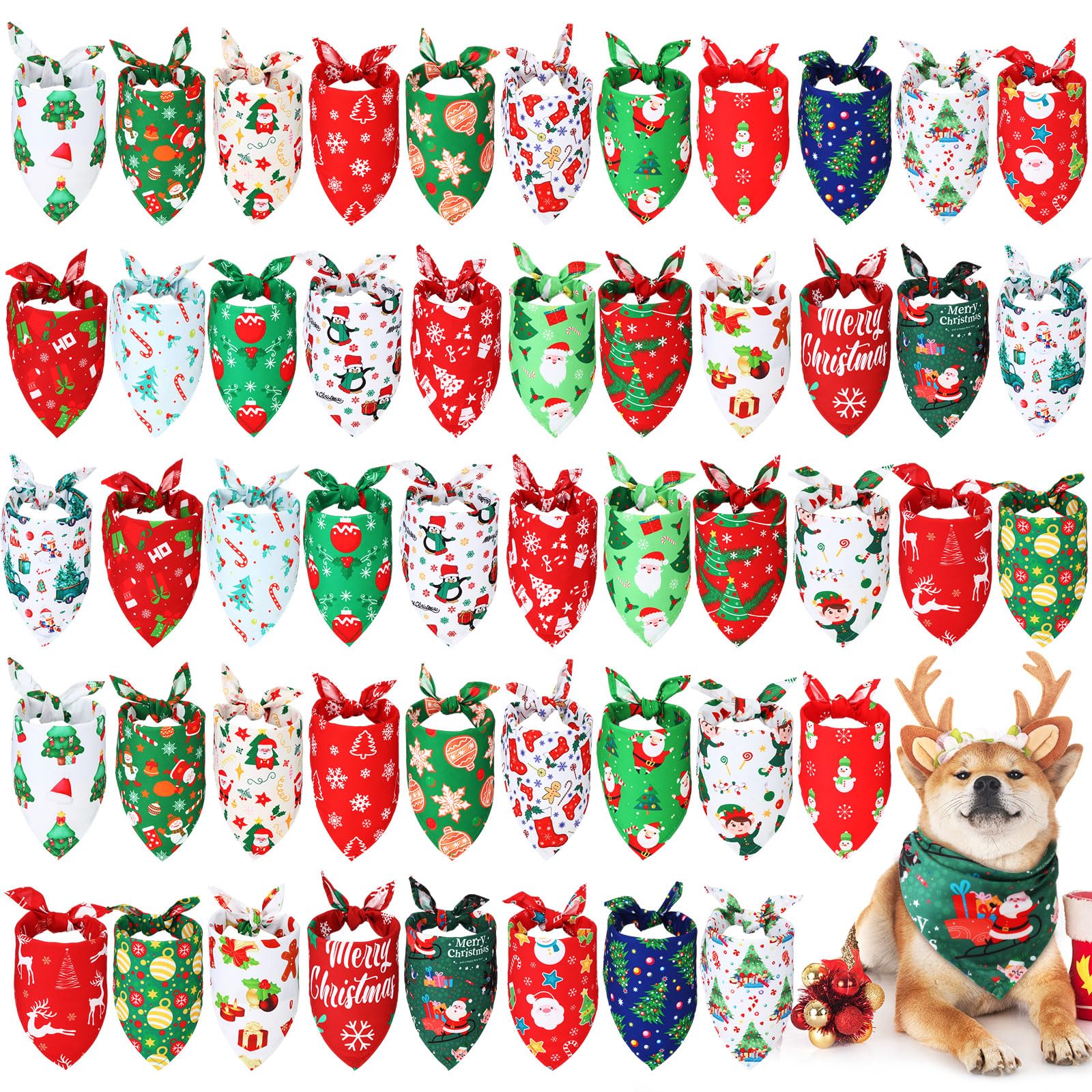 Abbylike Christmas dog bandanas 50pc pack for festive styling and quick outfit changes