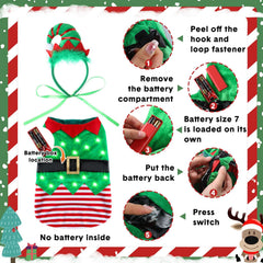Abbylike LED headband accessory on dog enhances holiday wear visibility