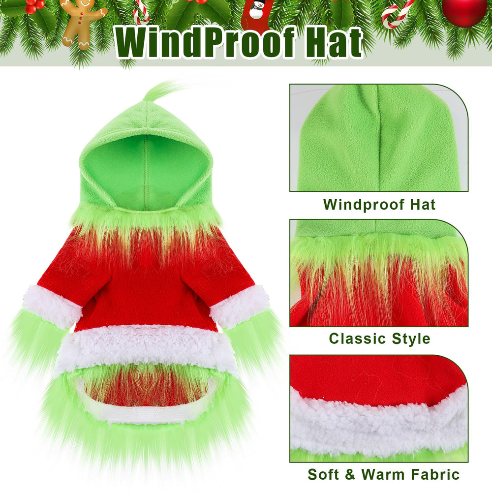 Abbylike dog Christmas outfit detail stitching demonstrates durable cotton-poly blend