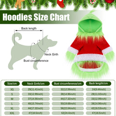 Abbylike dog Christmas outfit green hoodie with hat side view highlights comfortable fit