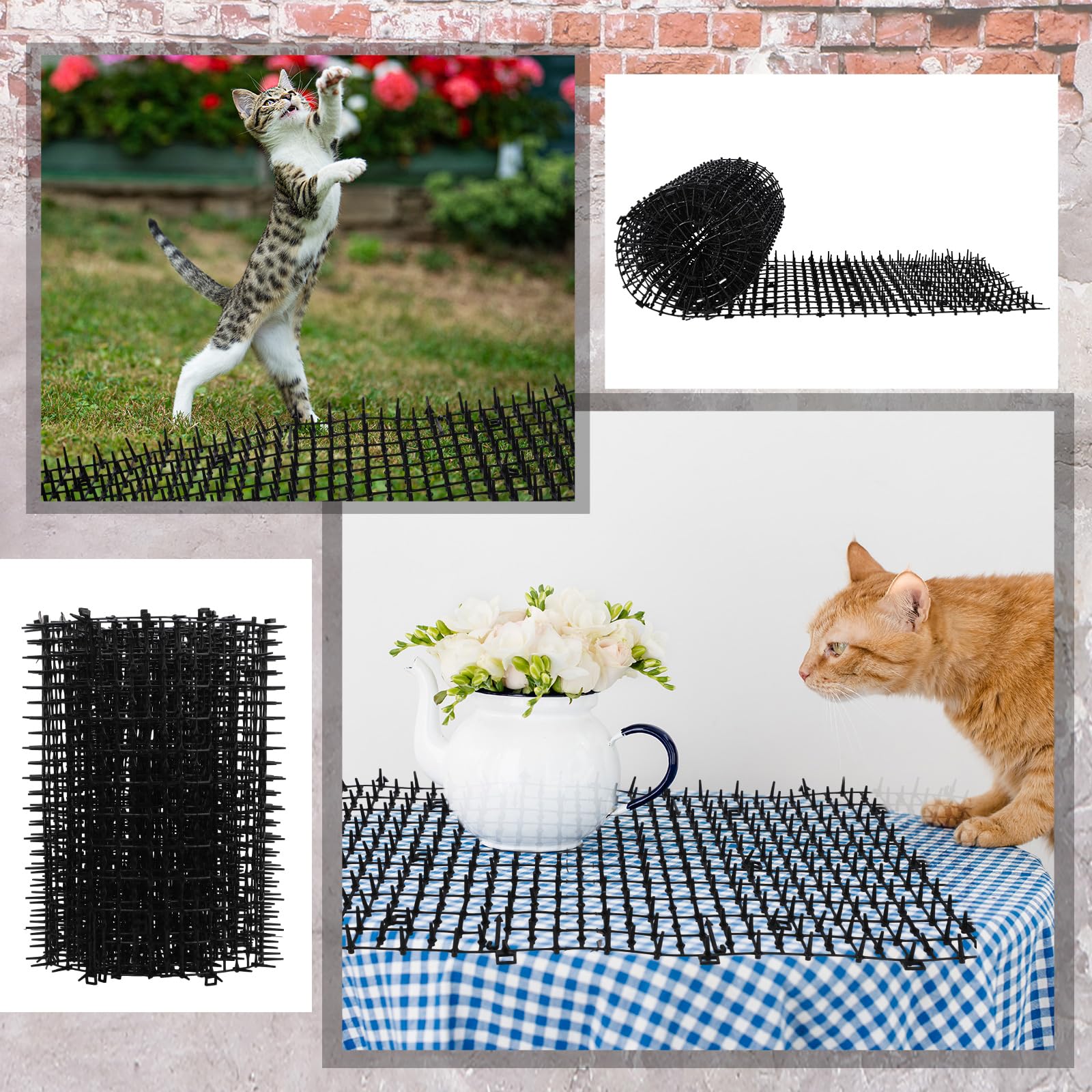 Abbylike flexible cat spike mat curves around corners and poles for versatile placement.