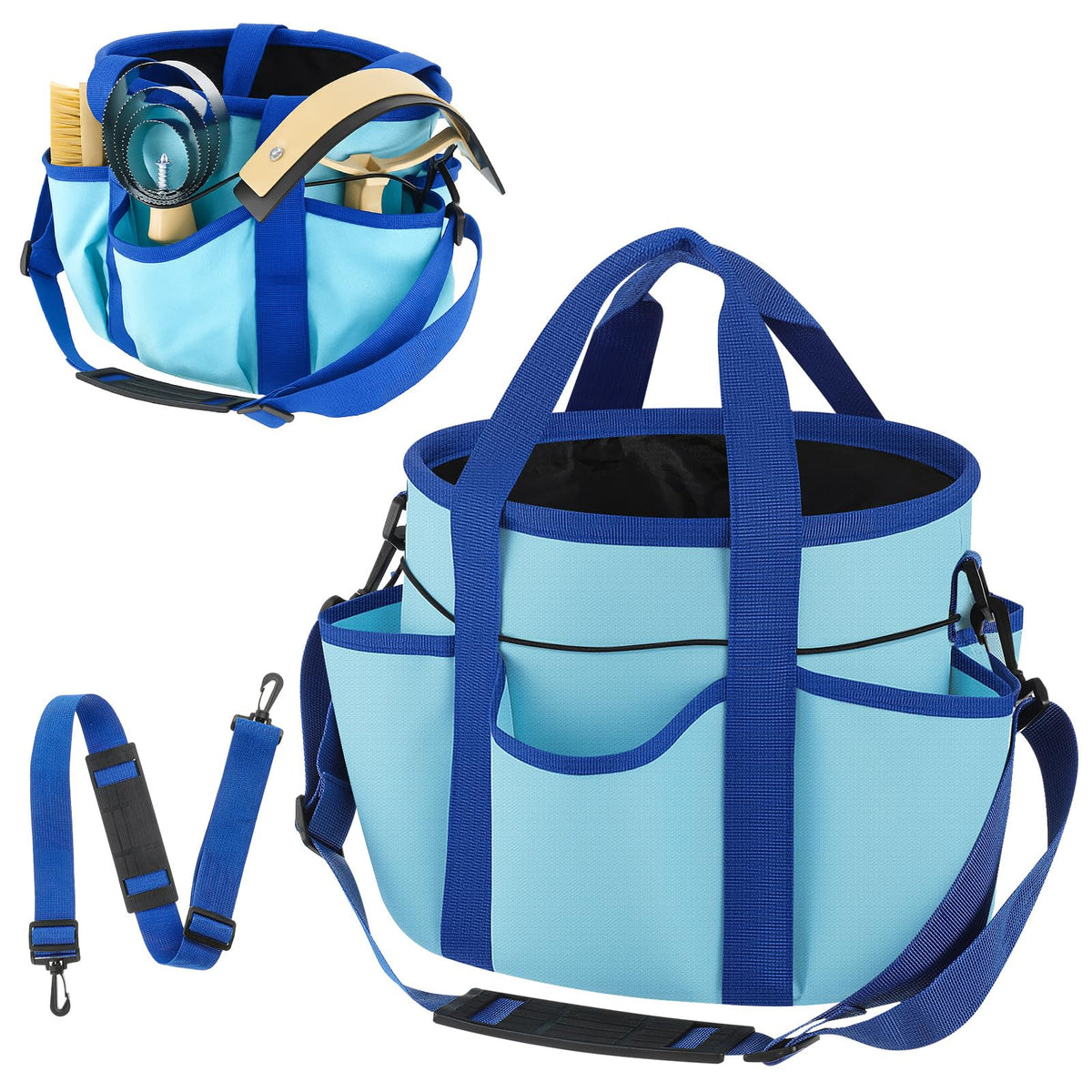 Abbylike grooming tote bag exterior pockets keep tools organized for quick grooming sessions.