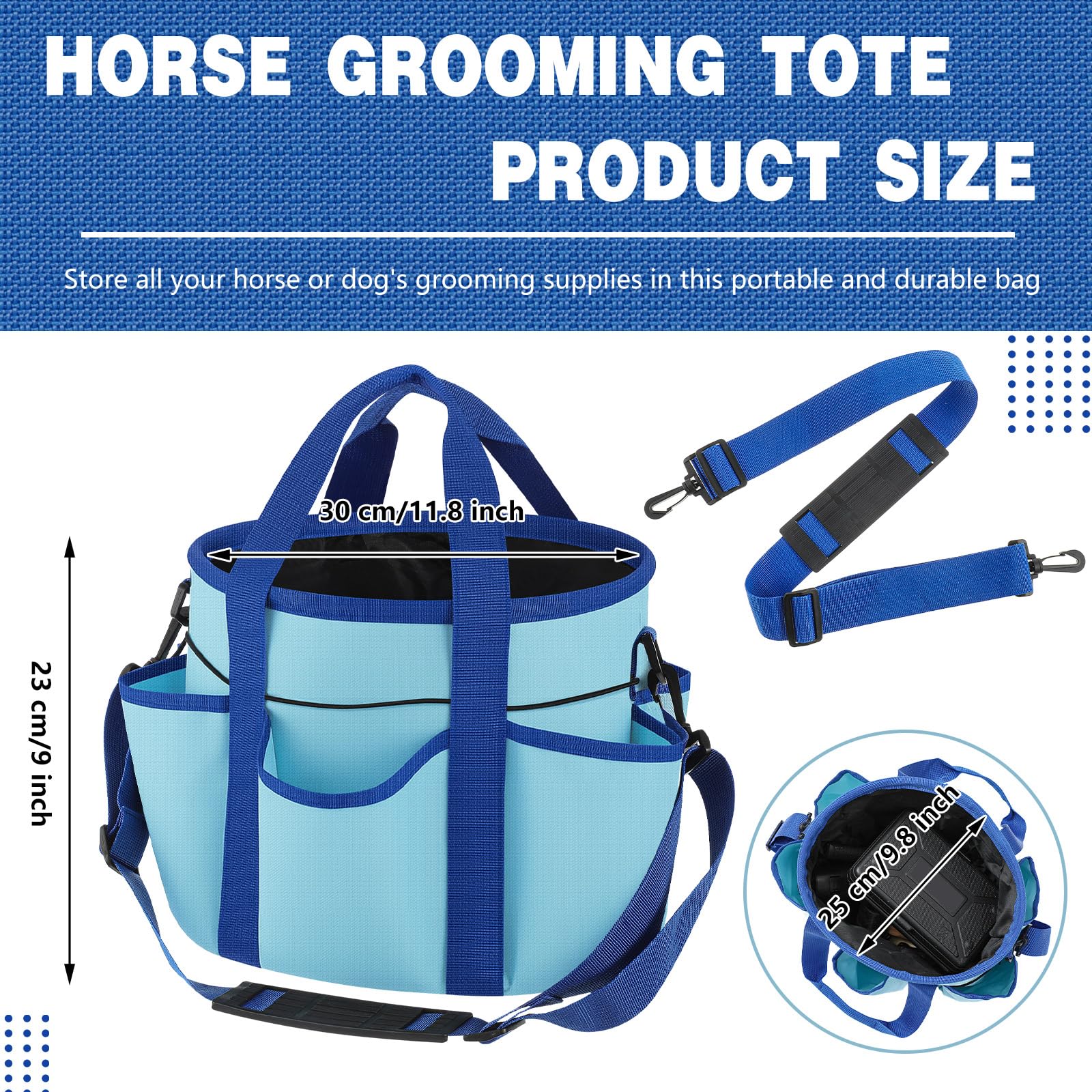 Abbylike grooming tote bag handheld design for easy carry at the stable field or home.