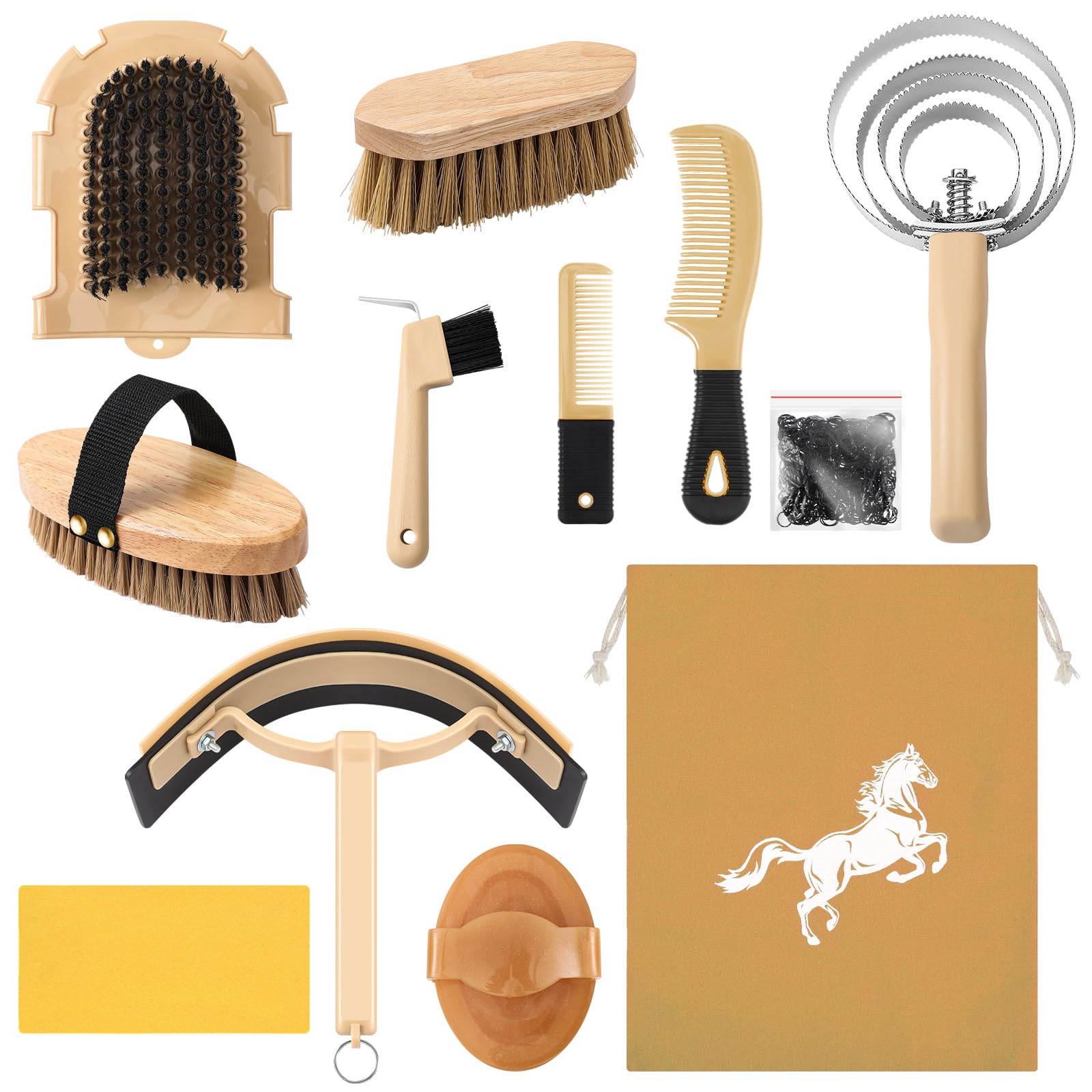 Abbylike horse grooming kit with storage bag for organized, on-the-go care