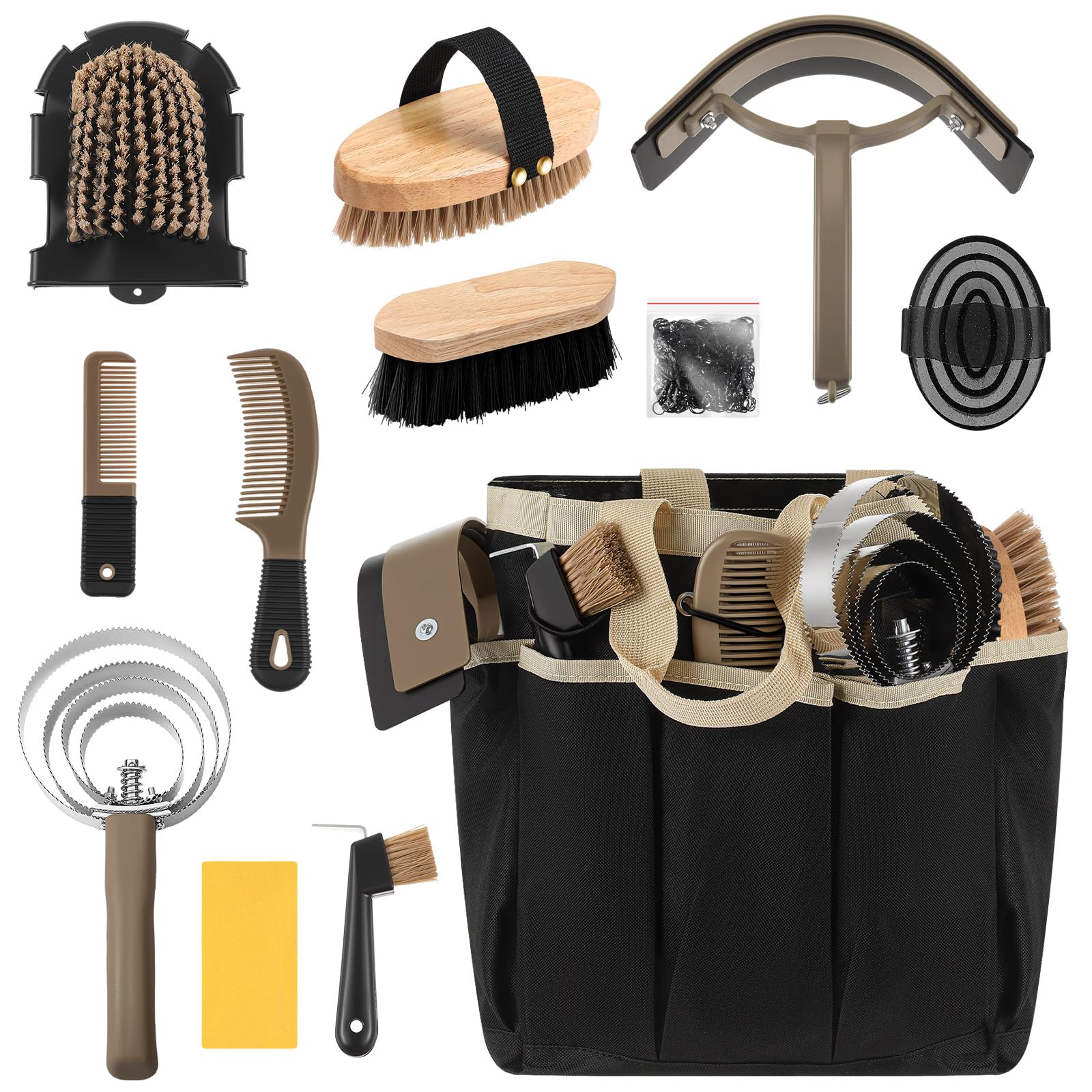 Abbylike organizer tote bag keeps grooming tools organized for stable storage.