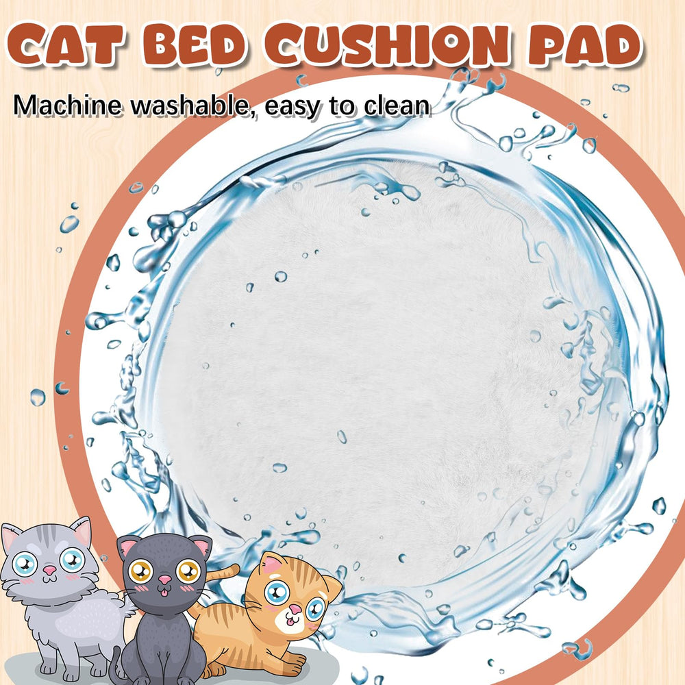 Abbylike round bed in cat carrier setup demonstrates versatile replacement cushion pad.