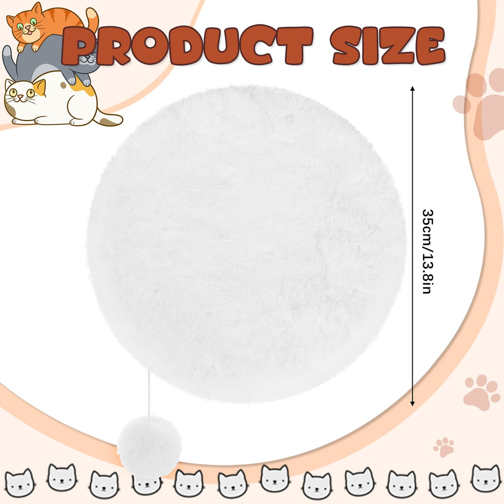 Abbylike round bed outer view showing plush faux rabbit fur for warm lounging.