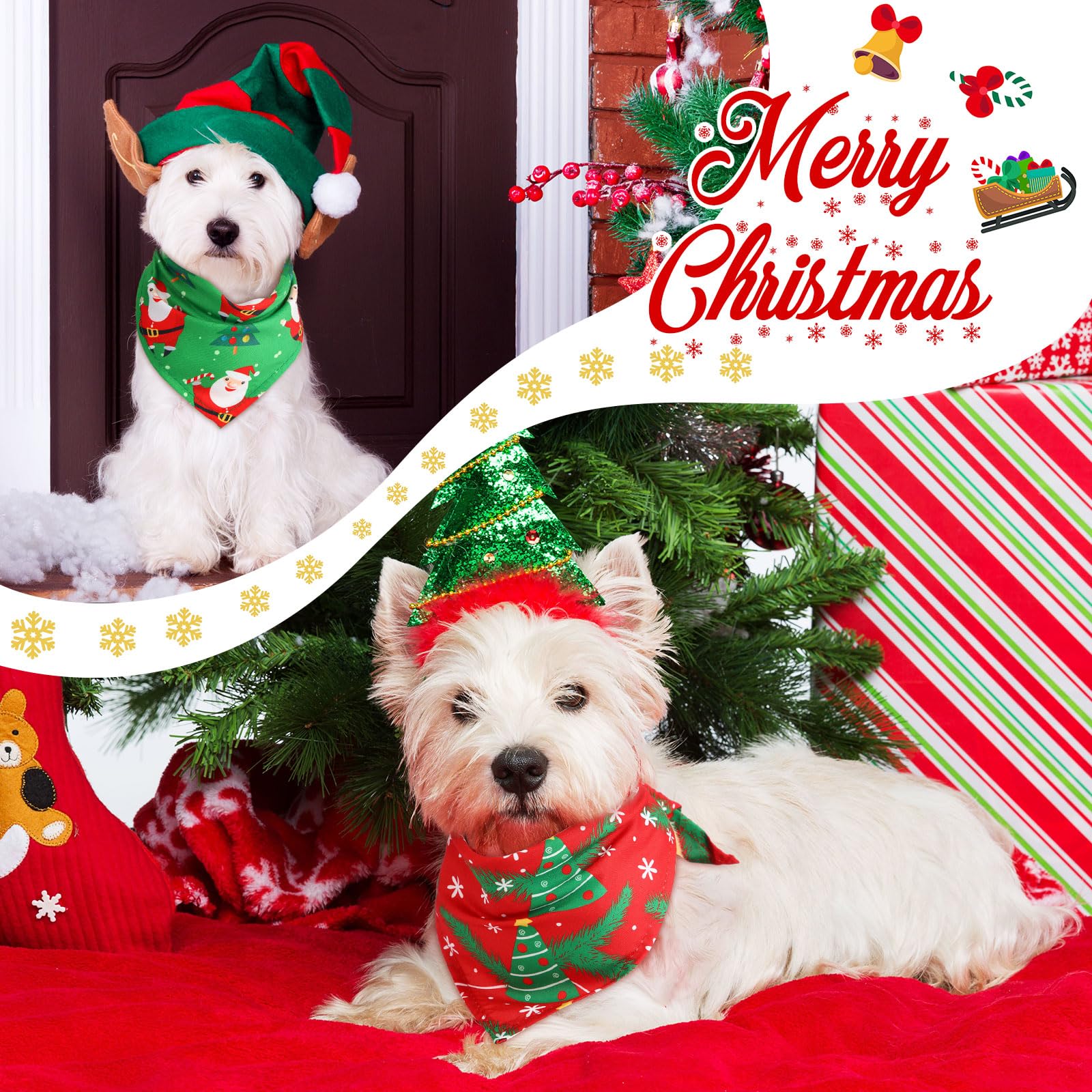 Abbylike snowman Santa pattern bandana close-up showcases cheerful holiday prints