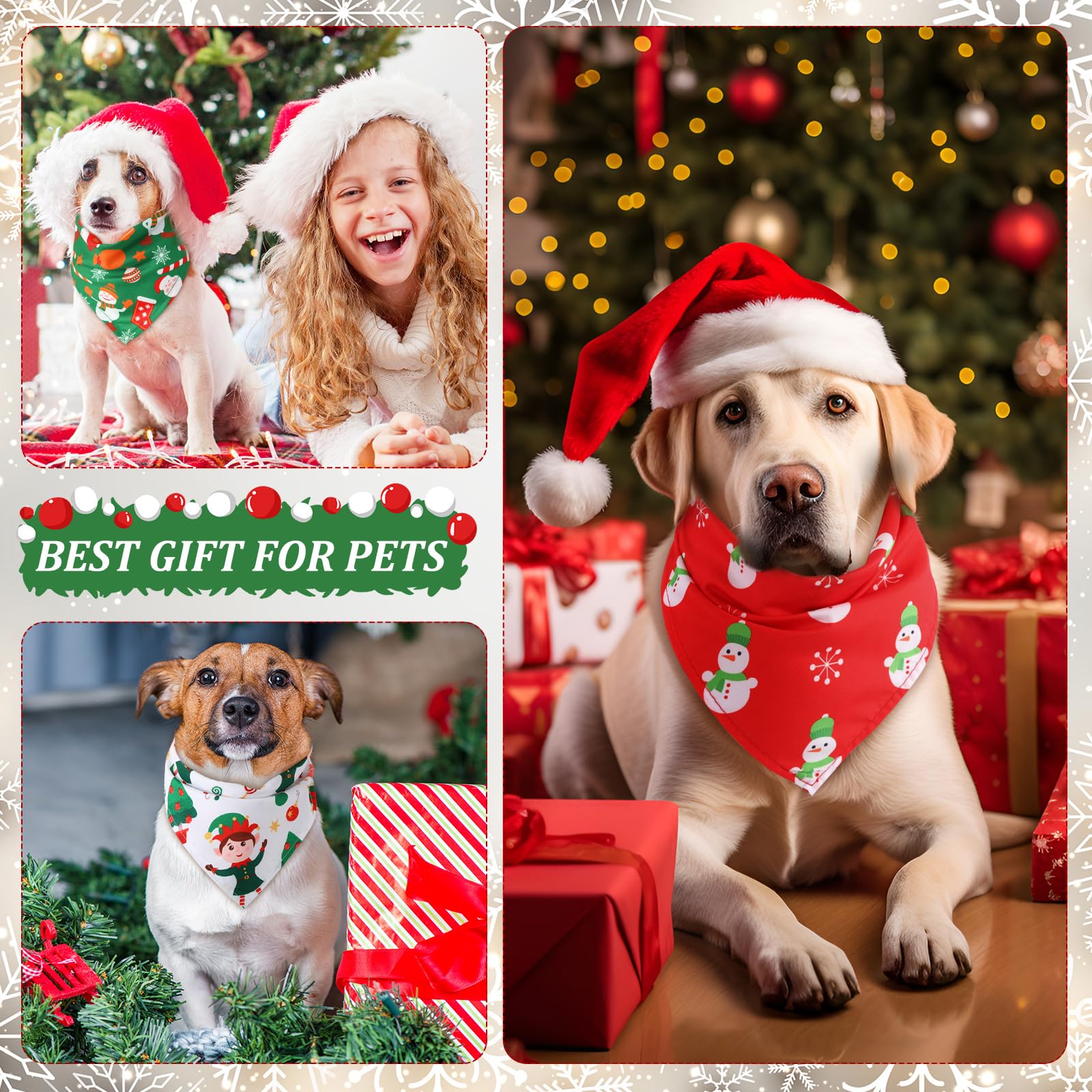 Abbylike stocking pattern bandana highlights traditional festive motifs on dogs