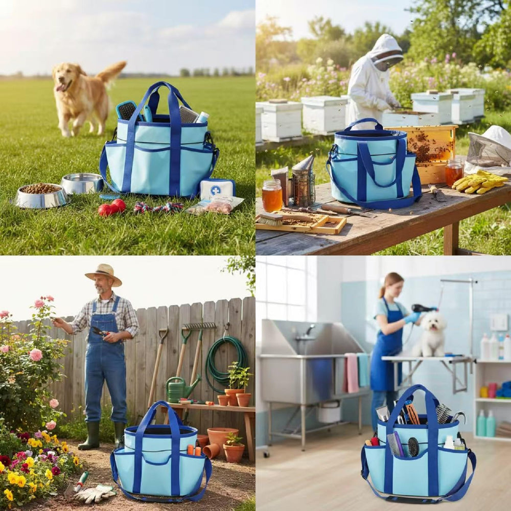 Abbylike tote offers versatile storage for equestrian gear and pet supplies.