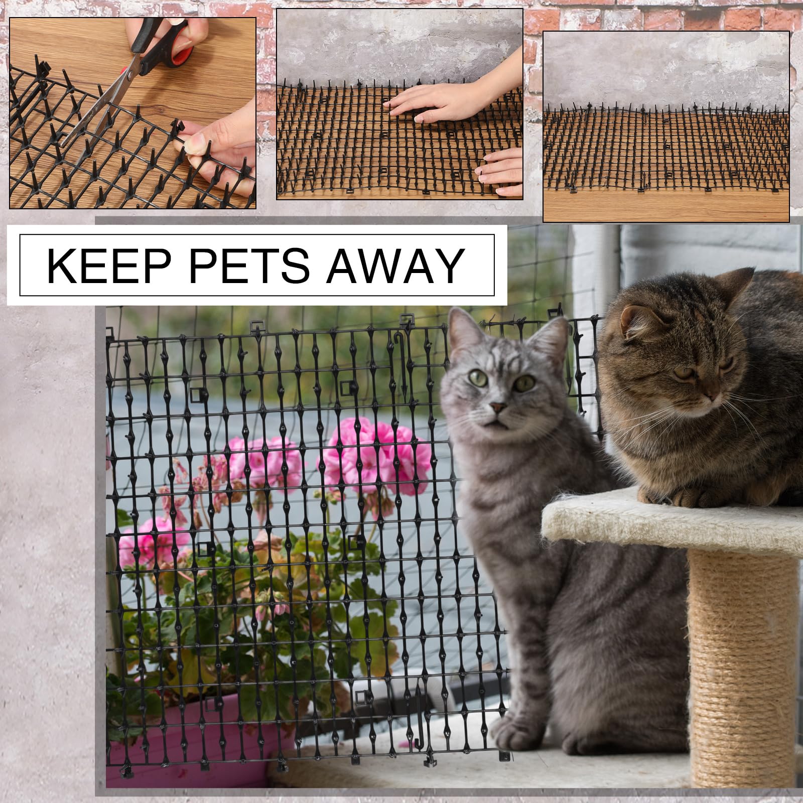 Abbylike weather-resistant cat deterrent mats endure rain, sun, and snow for year-round use.