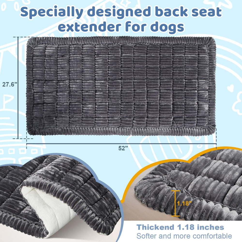 Abdtech backseat dog bed mat 1.18-inch thick cushions elderly dogs and puppies on road trips.