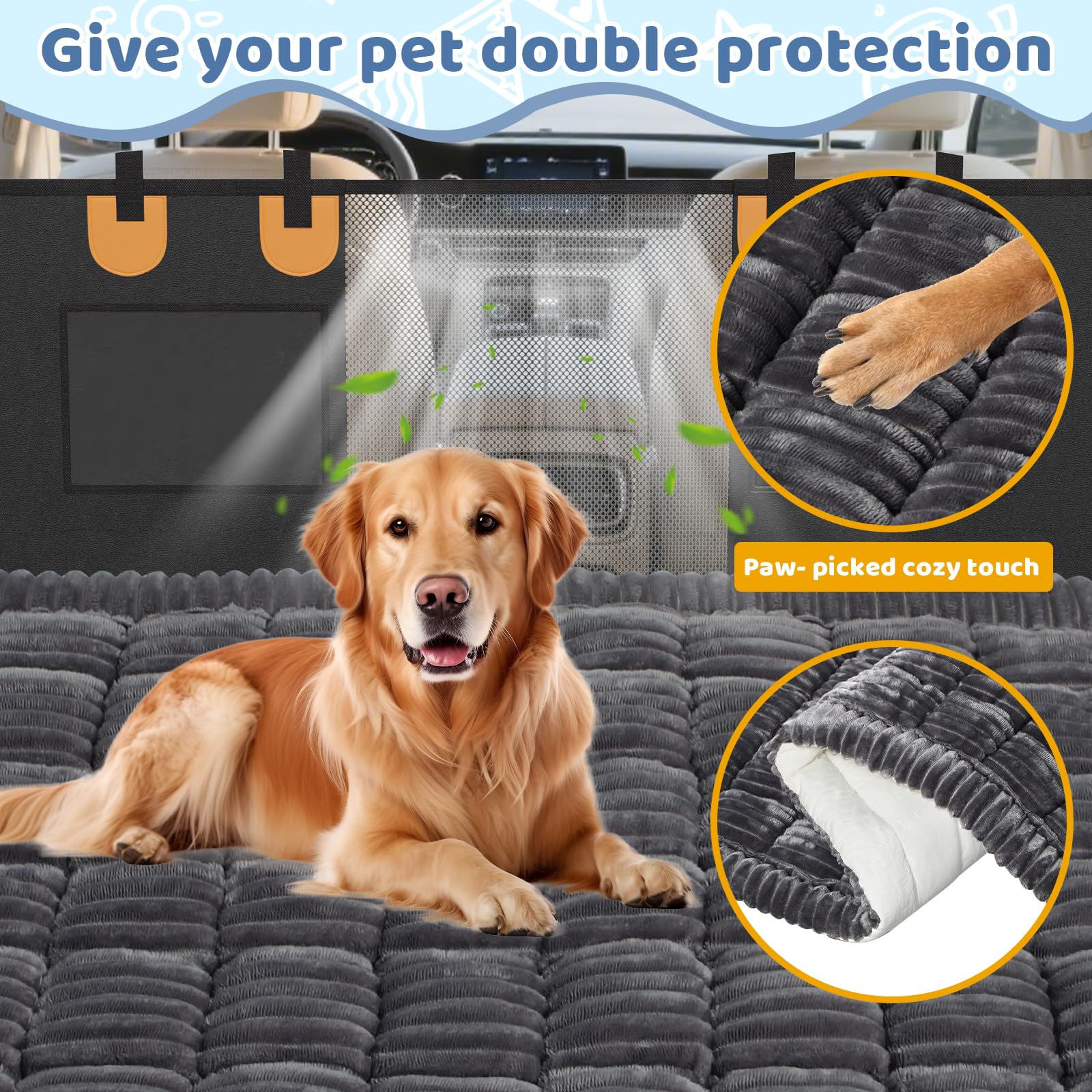 Abdtech backseat dog bed mat offers versatile uses in car, sofa, picnic, or trunk.