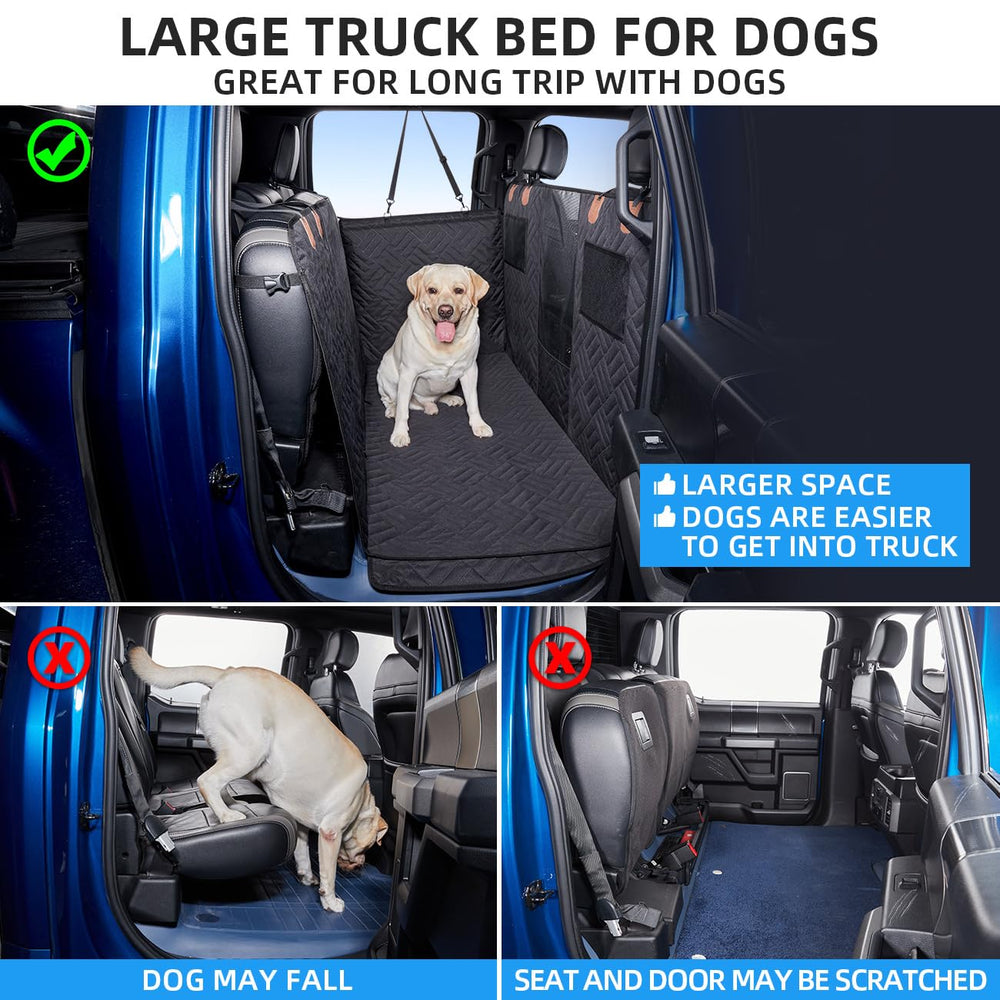 ABE dog car seat cover on back seat guards upholstery while easing dog entry