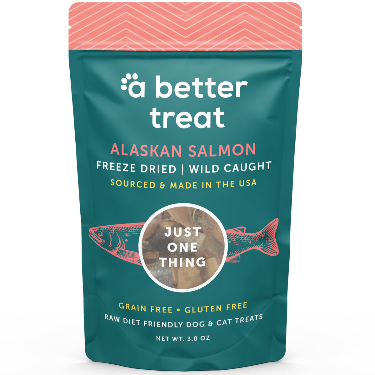 A Better Treat freeze dried salmon treats in packaging offer a high-value training reward.
