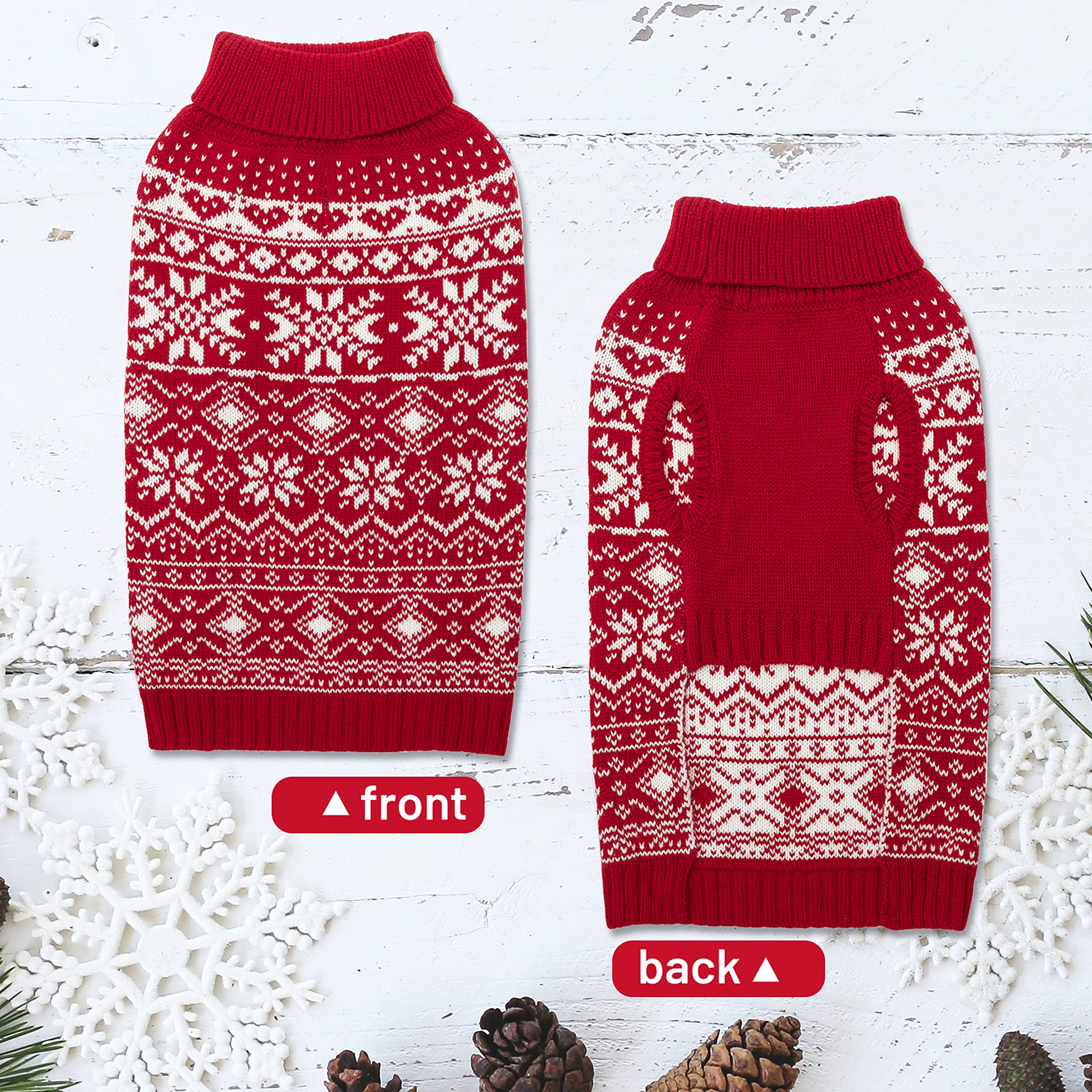 ABFEKIEA dog sweater features leash-hole back for secure winter walks.