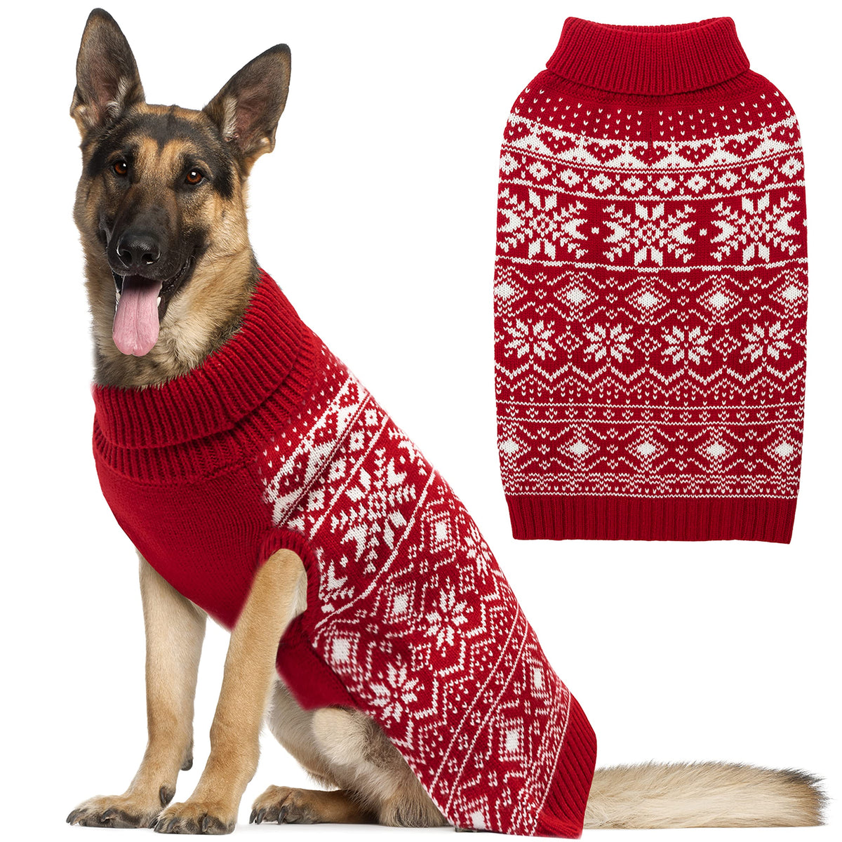 ABFEKIEA dog sweater with snowflake pattern for festive winter looks and warmth.