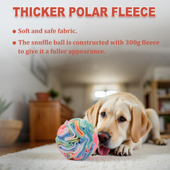 Close-up of Ablechien Snuffle Ball's soft polar fleece for gentle play