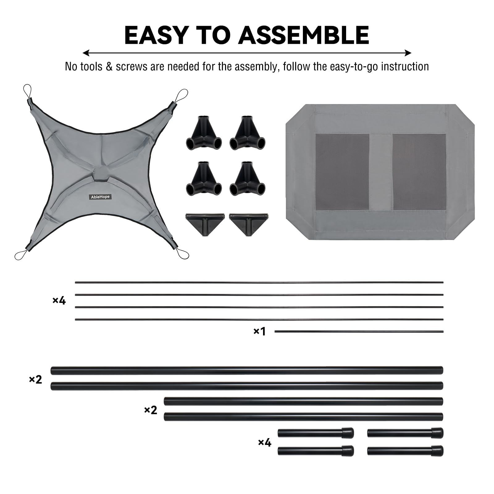AbleHope elevated pet cot cooling mesh showcases breathable panels for cooling comfort