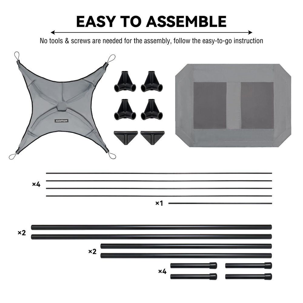 AbleHope elevated pet cot cooling mesh showcases breathable panels for cooling comfort
