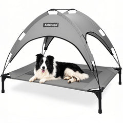 AbleHope elevated pet cot frame demonstrates sturdy indoor/outdoor support up to 130 lbs