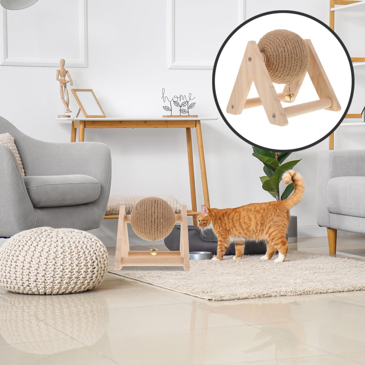 ABOOFAN durable scratcher toy set blends natural materials for long-lasting use.