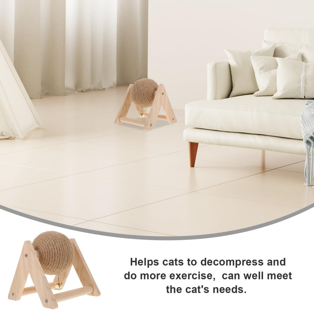 ABOOFAN rotating wood base with sisal rope ball sparks exercise and stress relief.