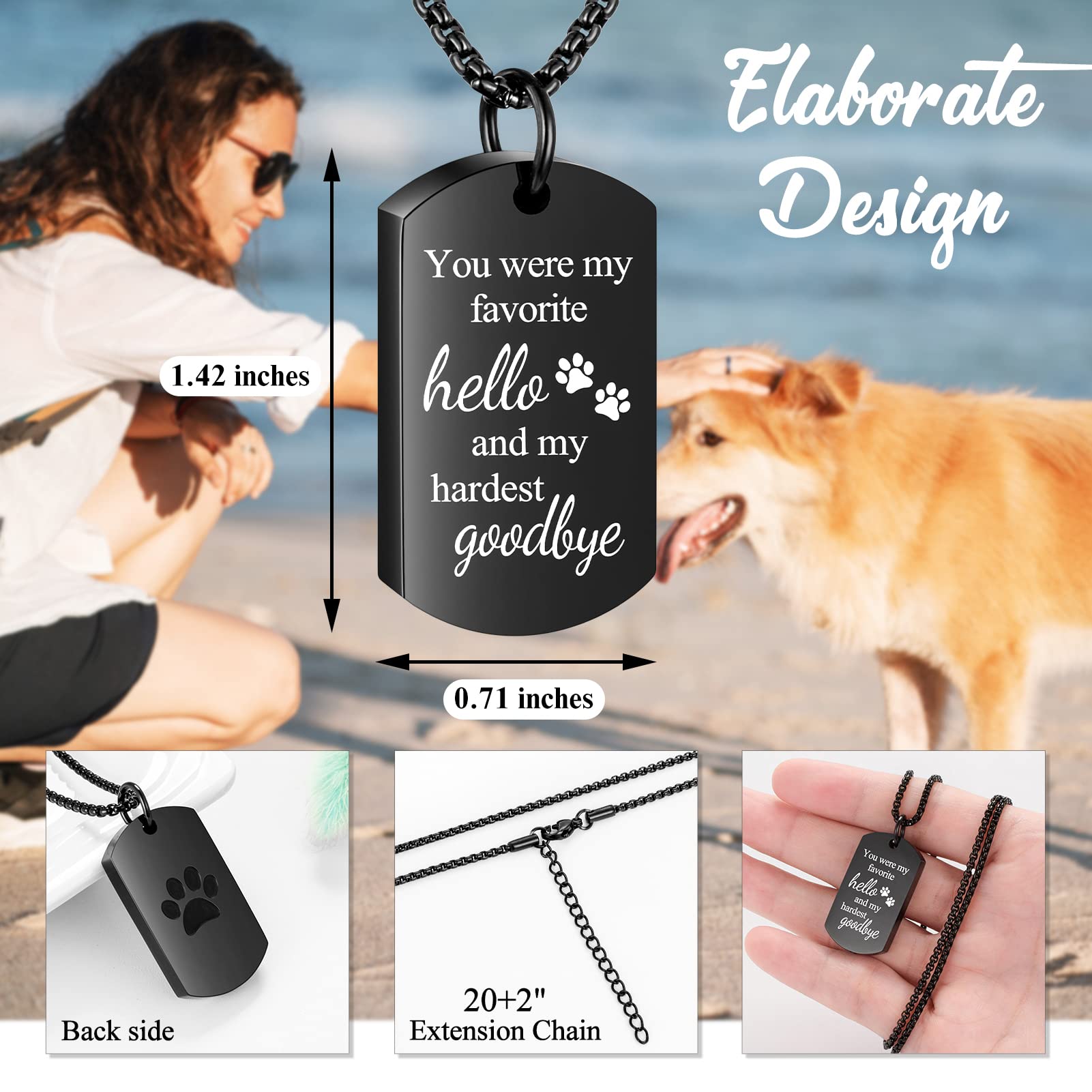 Abooxiu collar-urna cenizas en acero inoxidable negro, duradero