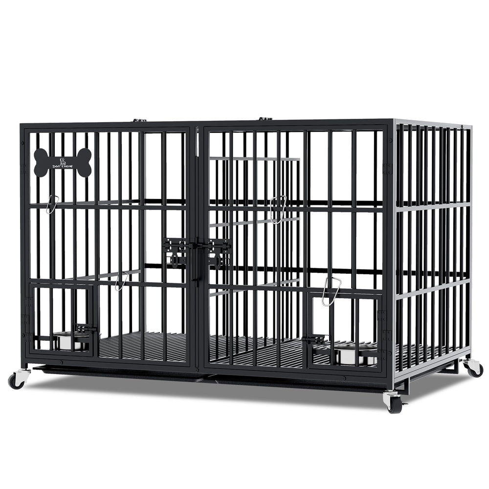 aboxoo 42-48 inch open-top dog crate interior for easy access and interaction.