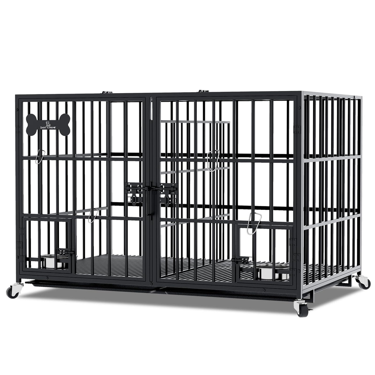 aboxoo 42-48 inch open-top dog crate interior for easy access and interaction.