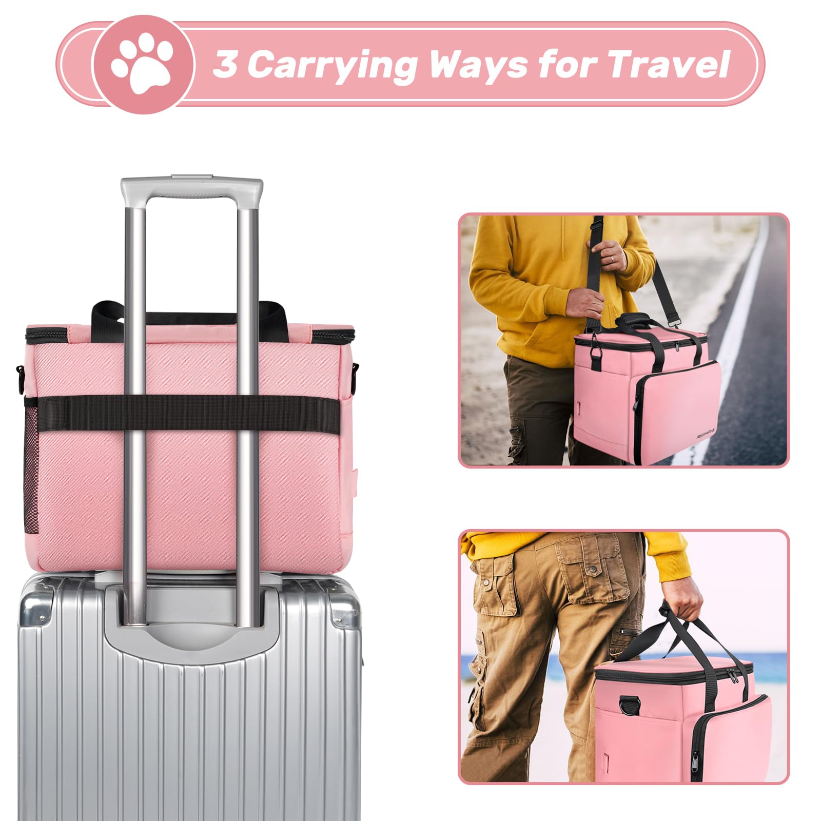 Abrimelodi airline-approved travel bag fits under seats for convenient flights.